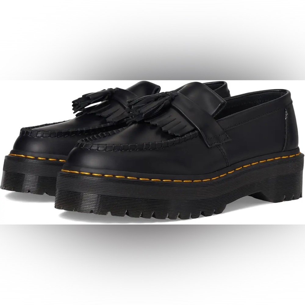 Black Tassel Loafers with Yellow Stitching - Men
